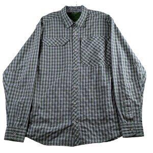 Eddie Bauer Mens X-Large Check Green Fishing Hunting Button-Up Shirt Long Sleeve